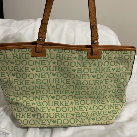 Gentle Used Dooney & Bourke shoulder bag Yellow/Green with brown trimming - Picture 3 of 10